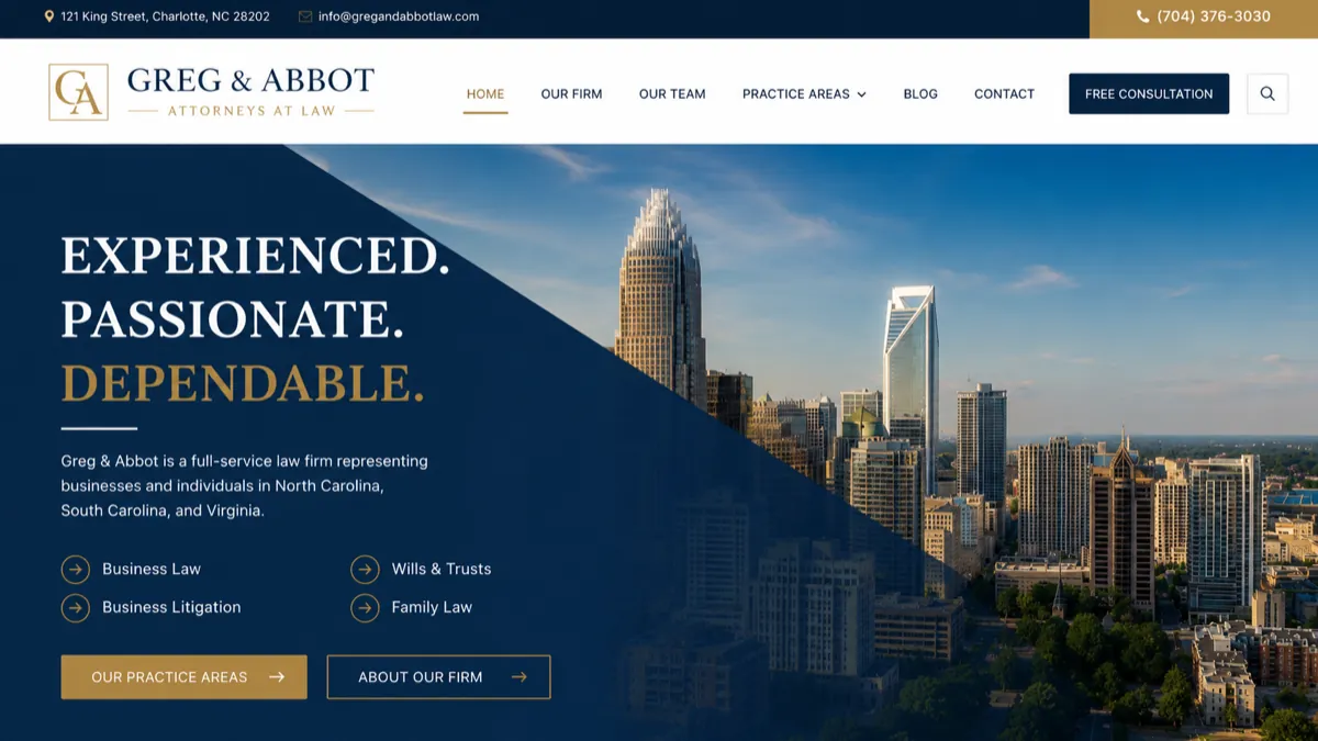 Family law & divorce law firm website design concept for Greg & Abbot