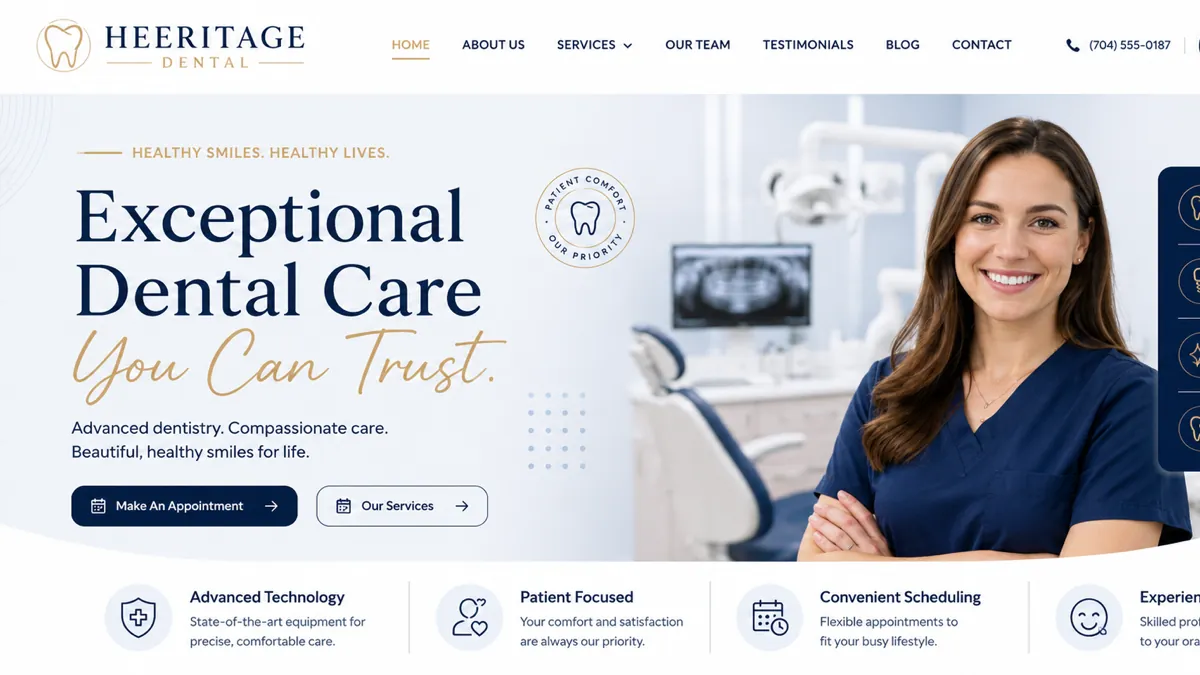 Dentistry & cosmetic law firm website design concept for Heeritage Dental