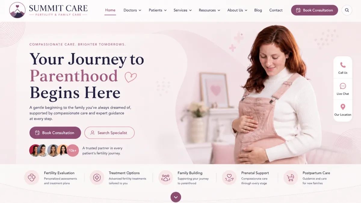 Fertility & women's health law firm website design concept for Summit Care