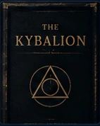 The Kybalion, a black clothbound cover lettered in gold above a triangle set in a circle.