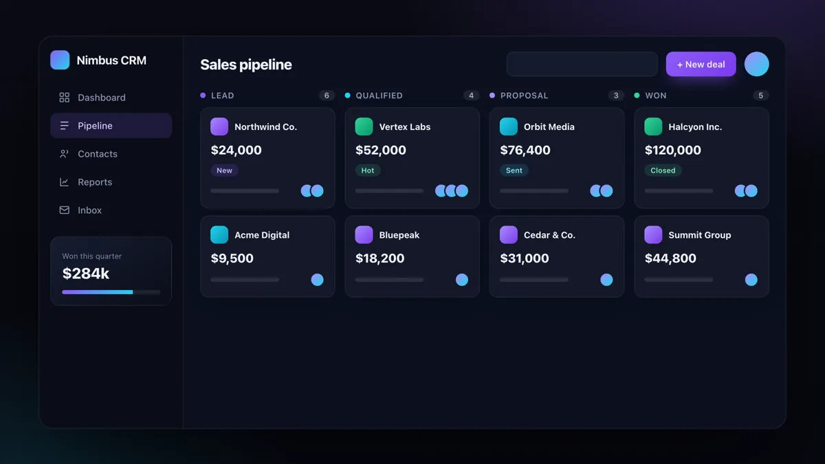 CRM & Customer Platforms — modern interface design demo