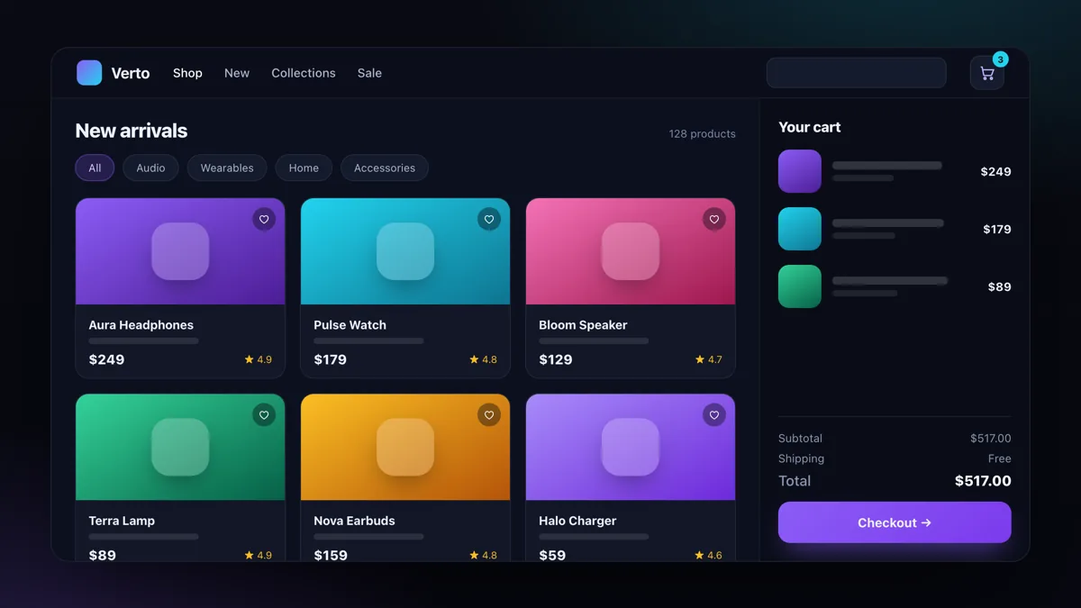 E-commerce Storefronts — modern interface design demo